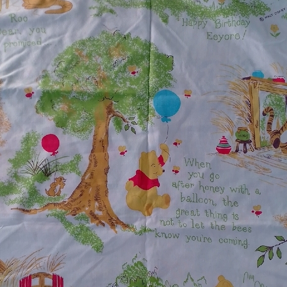 Vintage 1970s–1980s Winnie the Pooh Flat Bed Sheet Sears Roebuck & Co. - Picture 4 of 8